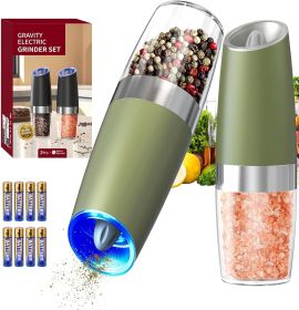 Gravity Electric Salt and Pepper Grinder Set Automatic Salt and Pepper Grinder Set with LED Light, Battery Operated, Adjustable Coarseness