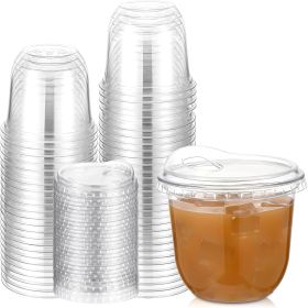 Clear Plastic Cups with Strawless Sip Lids Disposable Round Bottom Togo Cups for Coffee Smoothie Cold Beverage Coffee Shops and Party Catering(10