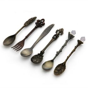 Vintage Mini Coffee Spoons Suit For Coffee Fruit Dessert (Color: Antique Bronze, Type: Cutlery Sets)